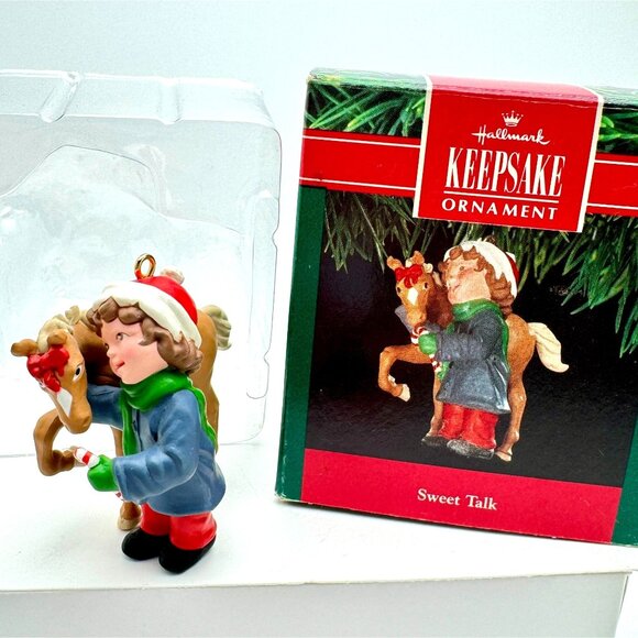 Hallmark 1991 Keepsake Ornament "Sweet Talk" Girl With Pony Handcrafted - Picture 2 of 11